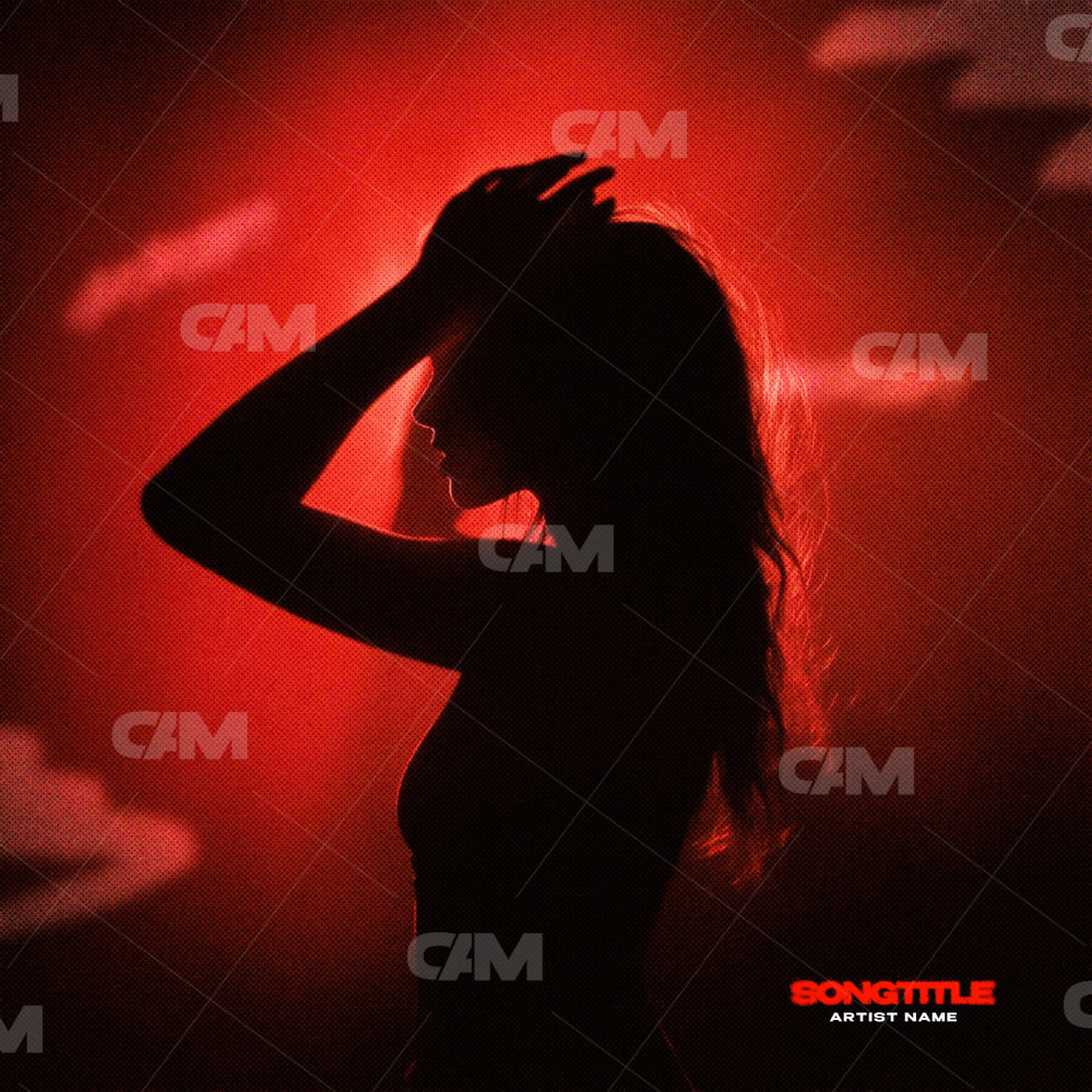 Girl On A Red Neon Background