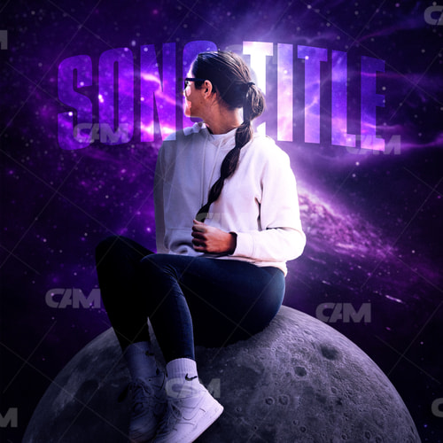 Girl Sitting On Moon