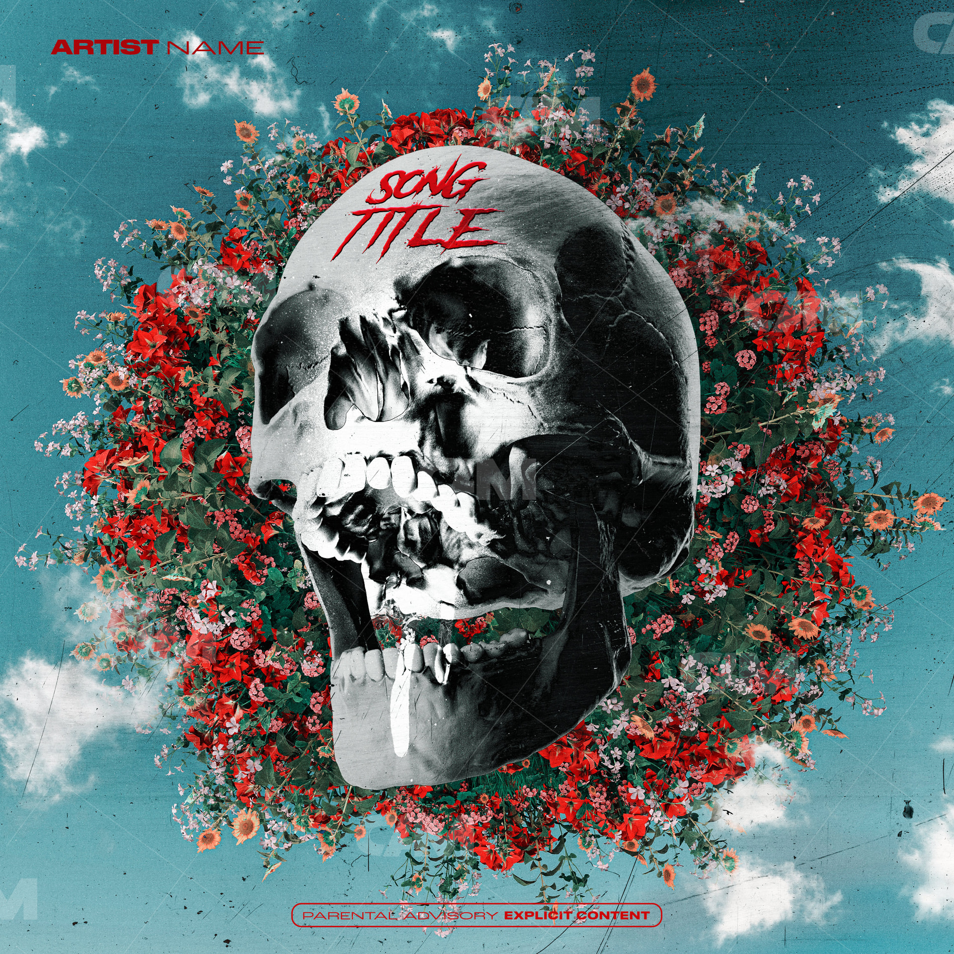 Floral Skull Premade Album Cover Art • Buy Cover Artwork